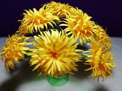 Make Beautiful Sun flower || Easy Empty plastic bottle vase making crafts _Water bottle Recycle vase