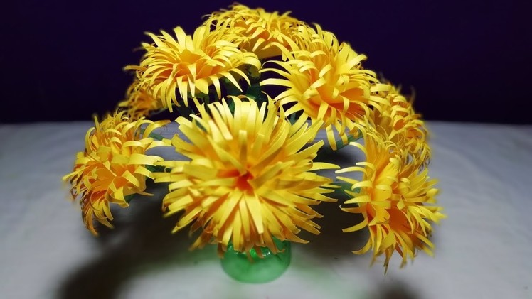 Make Beautiful Sun flower || Easy Empty plastic bottle vase making crafts _Water bottle Recycle vase