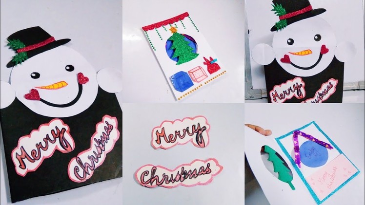 Merry Christmas card for kids | Snow man card | Christmas tree card || Adeeba Abidi