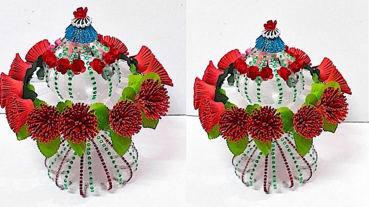 New Guldasta.flower vase from plastic bottle & glitter sheet at home | DIY Foam Flower Guldasta
