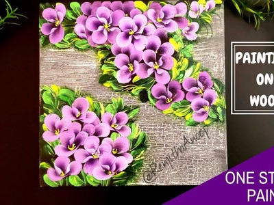 Quick and easy painting on wood | One stroke flowers on wood | Crackle medium | DIY