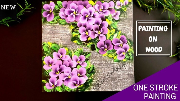 Quick and easy painting on wood | One stroke flowers on wood | Crackle medium | DIY
