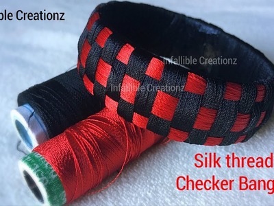 Silk thread checker model bangle | How to make silk thread weaved checker model bangle | Tutorial
