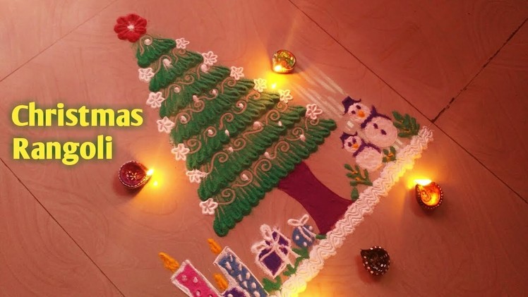 Simple and easy Rangoli designs | Christmas Rangoli | Rangoli Using Simple Tools