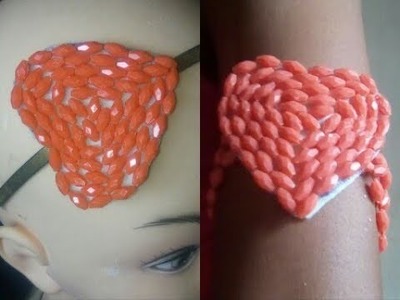Simple way of making beaded hair and hand band