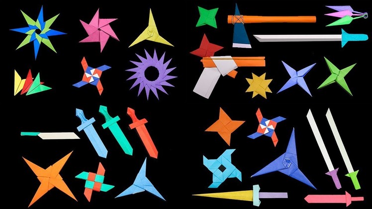 20 Easy Origami Ninja Star.Sword.Knife.gun -  How to make