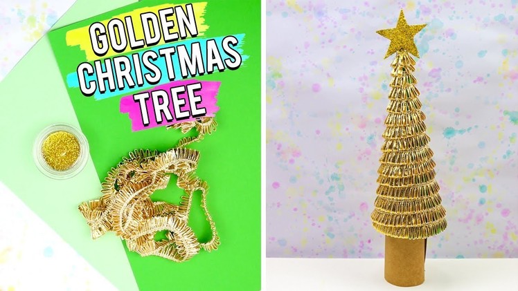 Christmas Craft - Recycled Golden Christmas Tree - Easy 5 Minutes DIY Art and Craft Ideas.