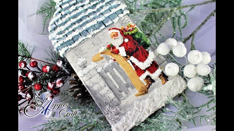 Decoupage Tutorial - Christmas themed chopping board with roof - DIY