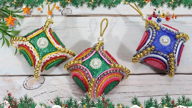 Diy christmas ornaments 2018 | Craft with glitter foam sheet