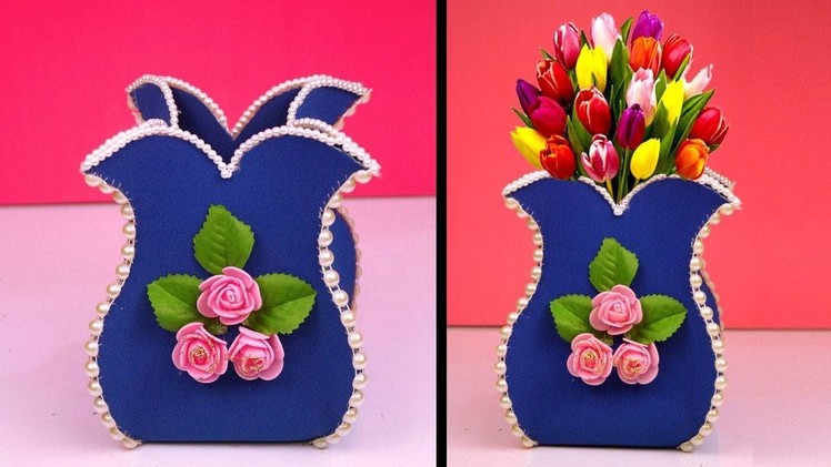 DIY: How to make a handmade flower vase || Simple Craft Ideas at Home || Floral Arrangement