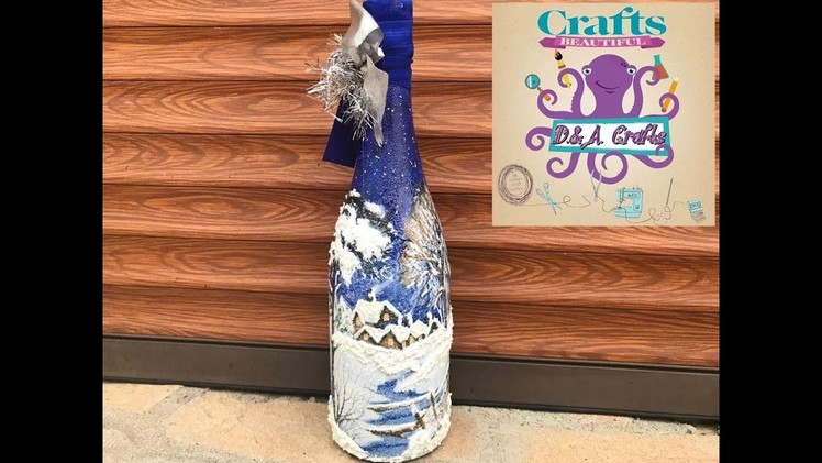 DIY: How to make house Christmas Night acrylic decoration art on bottle TUTORIAL