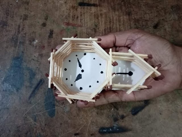 DIY: How to make pendulam wall clock with match sticks- miniature craft