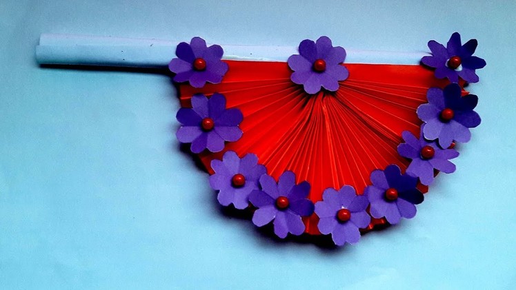 DIY paper craft | how to make diy hand fan out of color papers | DIY arts and crafts