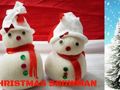 DIY Snowman || |Easy Single socks SNOWMAN || 5 Mins Christmas Snowman Craft