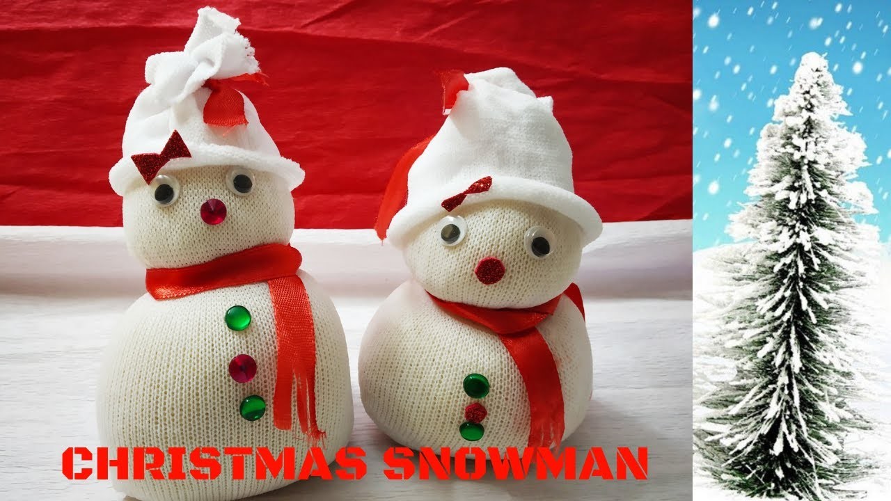 DIY Snowman || |Easy Single socks SNOWMAN || 5 Mins Christmas Snowman Craft