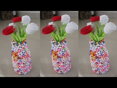 DIY -  Waste Glass Bottle Decoration !  Kids Easy  Craft ideas || DIY Christmas Decor ||