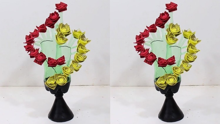 Empty plastic bottle vase making craft | New idea #2 | DBB