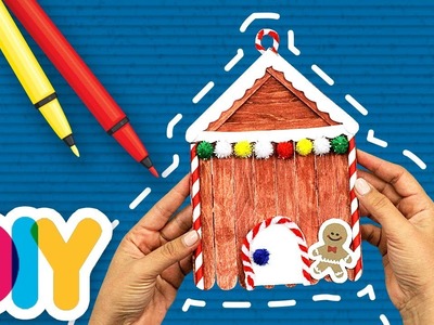 Fast-n-Easy | Gingerbread House CHRISTMAS POPSICLE CRAFT ???? DIY Arts & Crafts for Kids