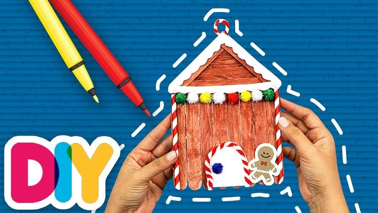 Fast-n-Easy | Gingerbread House CHRISTMAS POPSICLE CRAFT ???? DIY Arts & Crafts for Kids