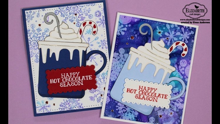 Happy Hot Chocolate Season Cards with Alcohol Lift Ink for Elizabeth Craft Designs