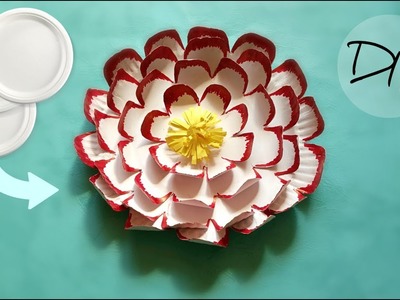 Home decorating flower from disposable plate | Wall hanging paper flower craft