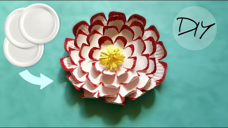 Home decorating flower from disposable plate | Wall hanging paper flower craft