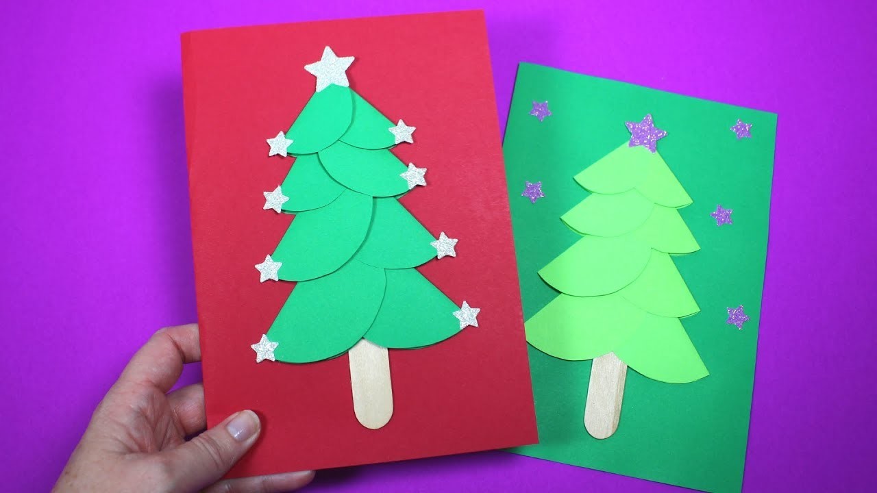 How to Make a Paper Christmas Tree Card, Christmas Card Craft