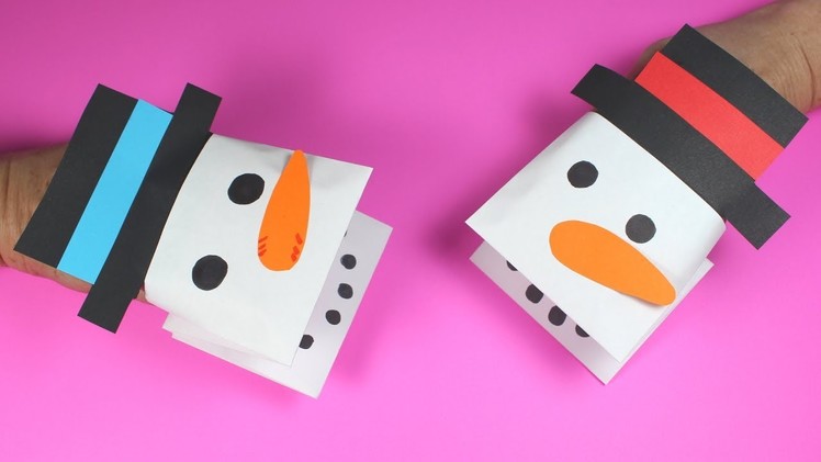 How to Make an Easy Paper Snowman Puppet | Christmas Craft for Kids