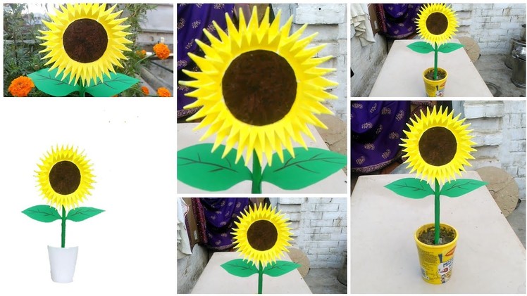 Make sunflower from disposal plate. Gk craft