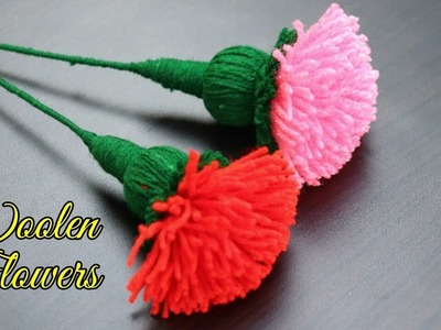 Marigold woolen Flower Latest and Easy Design making | Woolen Craft room decoration idea