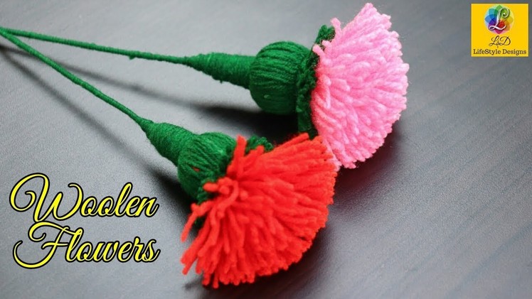 Marigold woolen Flower Latest and Easy Design making | Woolen Craft room decoration idea
