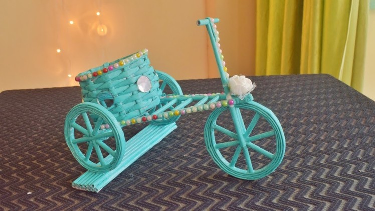 Newspaper Cycle Pen Stand | waste material craft | paper craft idea |parulpawar