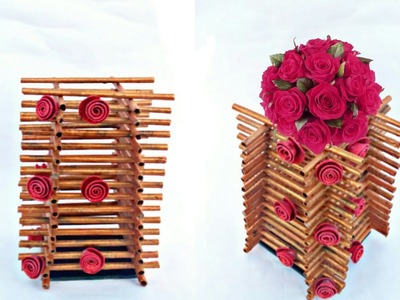 Newspaper flower vase | flower vase making | newspaper craft | HMA##250