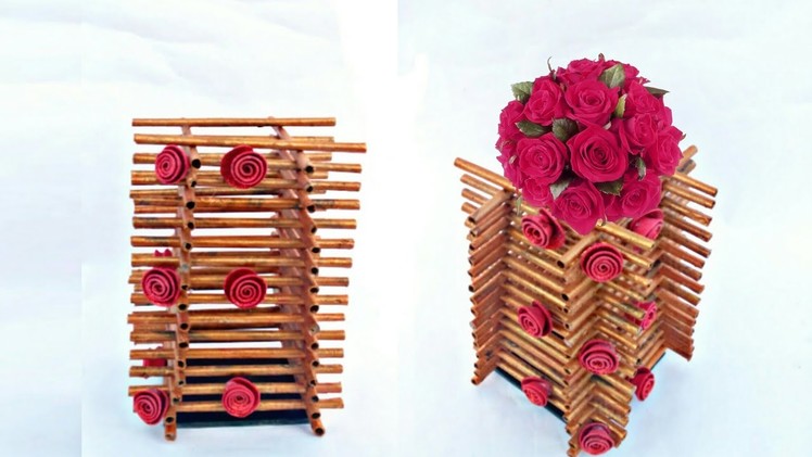 Newspaper flower vase | flower vase making | newspaper craft | HMA##250