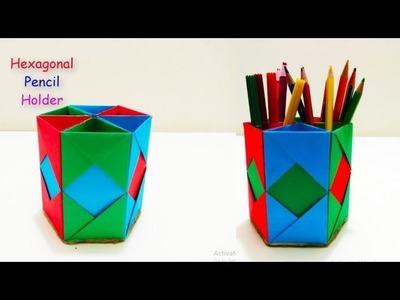 Paper art and craft | how to make pen stand | pencil holder | paper craft