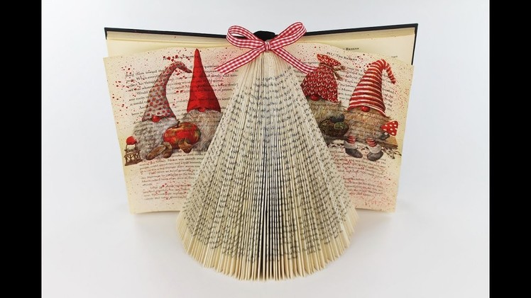 Paper christmas tree - Folding book art christmas tree - Decoupage tutorial - DIY