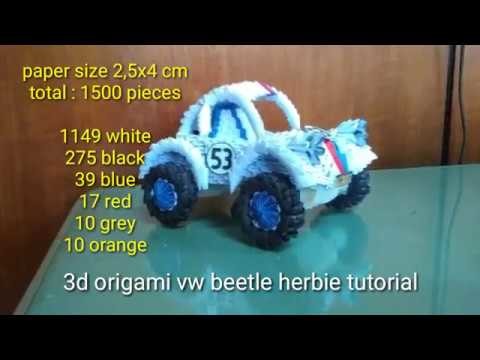Paper craft 3d origami vw beetle herbie tutorial part 1