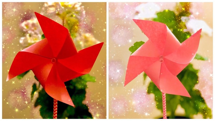 PAPER CRAFT. PINWHEEL DIY. HOW TO MAKE A PINWHEEL THAT  SPINS.ORIGAMI WINDMILL. PINWHEEL CRAFTS