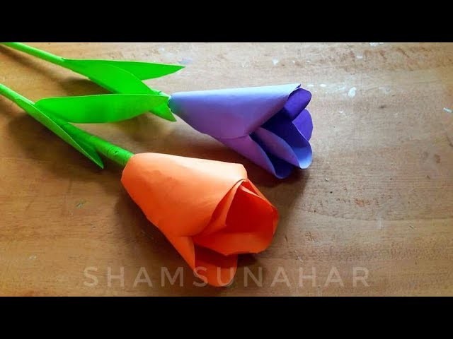 Paper Flower Stick | Diy Paper Craft | কাগজের ফুল | kagojer ful
