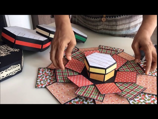 5 layer hexagonal explosion box ideas. Explosion box for Birthday. special occasion gifting ideas