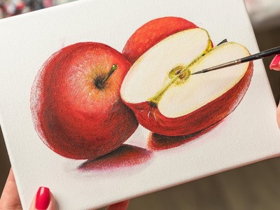 A Few Red Apples - Acrylic painting. Homemade Illustration (4k)