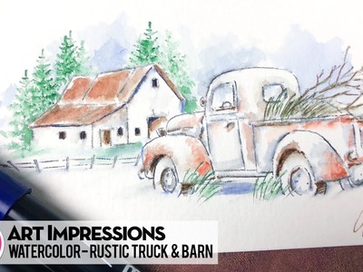 Ai Watercolor - Rustic Truck & Barn