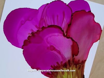 Alcohol ink flower painting with a "Q-tip" cotton swab