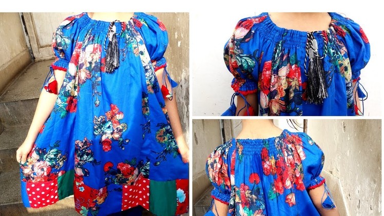 Beautiful  casual flower print raglan top and stylish shirt cutting and stitching