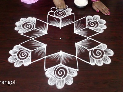 Beautiful rangoli designs with 7 dots || How to draw kolam with 7 dots || Chukkala muggulu