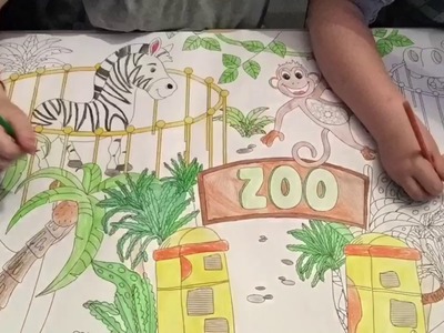 Colouring in a zoo picture - part two!