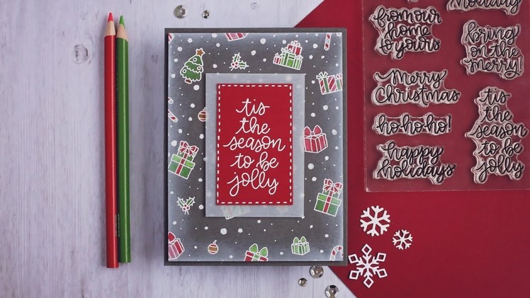 Creating a Christmas Background - Colored Pencils on Dark Cardstock