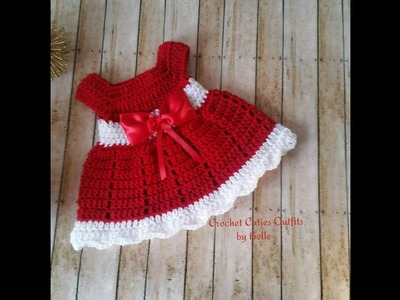 Crochet Baby Dress Tutorial, 0-3 Months Crochet Christmas Dress Part 2