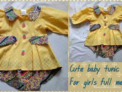 Cute tunic baby dress.kids casual dresses cutting and stitching easy method