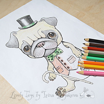 DIY puppy Pug dog Kids coloring pages Adult coloring book Games Party Activity sheets Pug illustration Animals coloring pages Art therapy